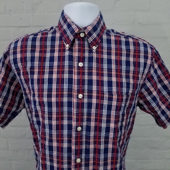BROOKS BROTHERS Short Sleeve Button Front Plaid - Picture 2 of 8
